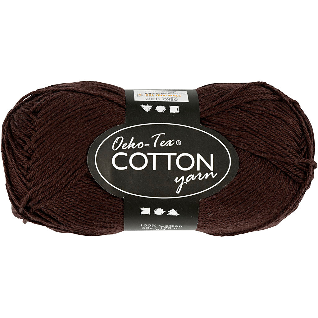 Cotton yarn, dark brown, 50g, 170m