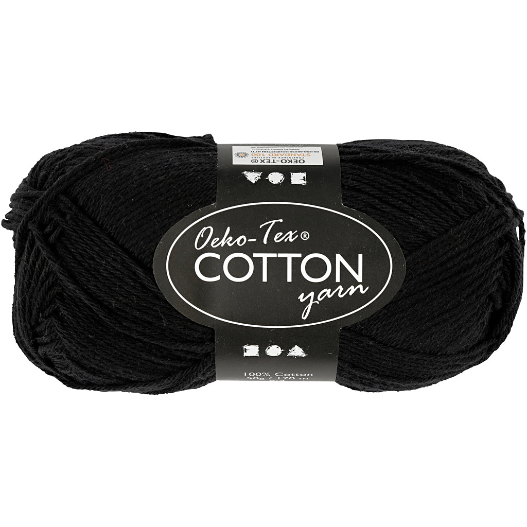 Cotton yarn, Black, 50g, 170m