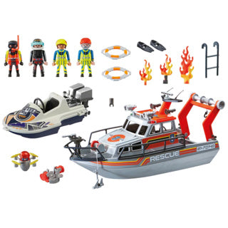 Playmobil 70140 Sea Rescue: Firefighting Mission with Rescue Cruiser
