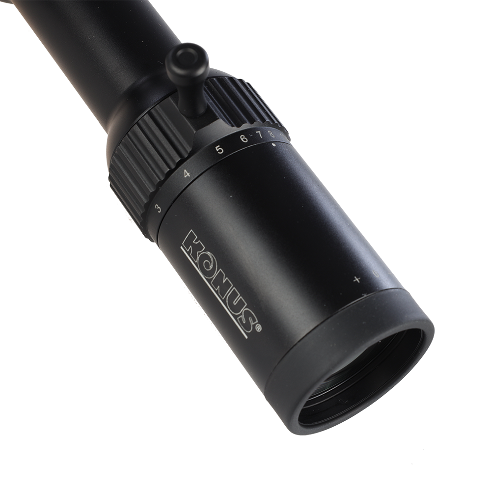 Gloria de alcance del rifle Konus 2-16x50 SFP, German-4 (MOA)