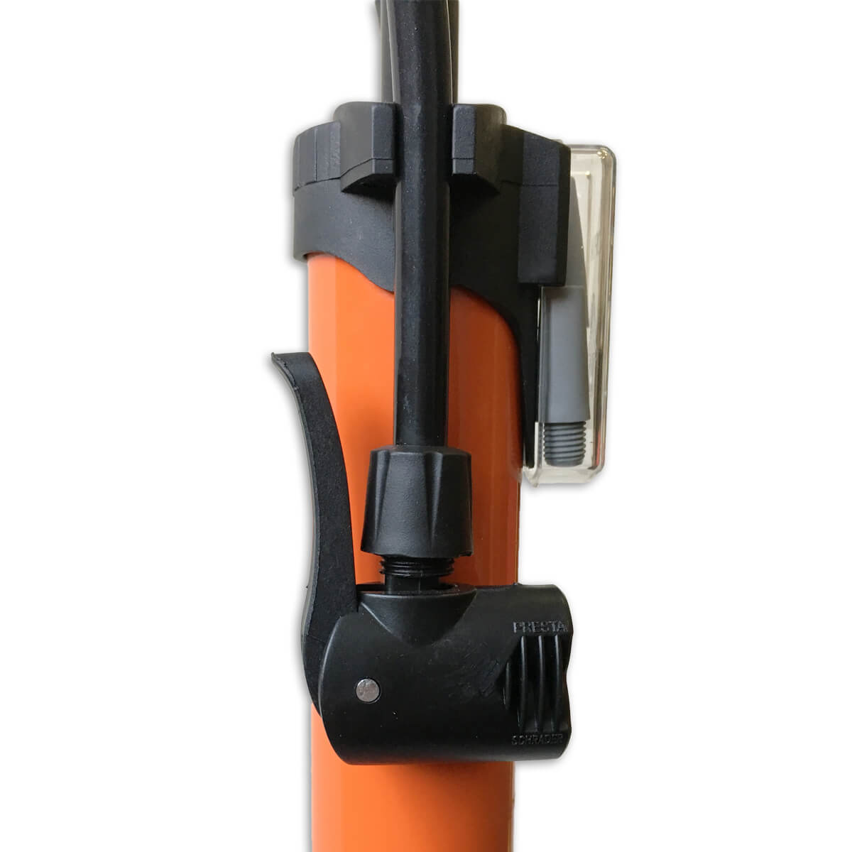bicycle pump with pressure gauge 6 bar orange