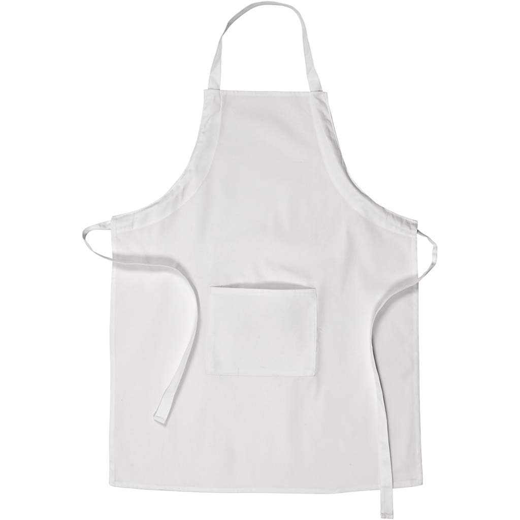 Creativ company apron with pocket, length 84 cm, width 65 cm, sizes M-XL, weight 210 g, white, 1 piece