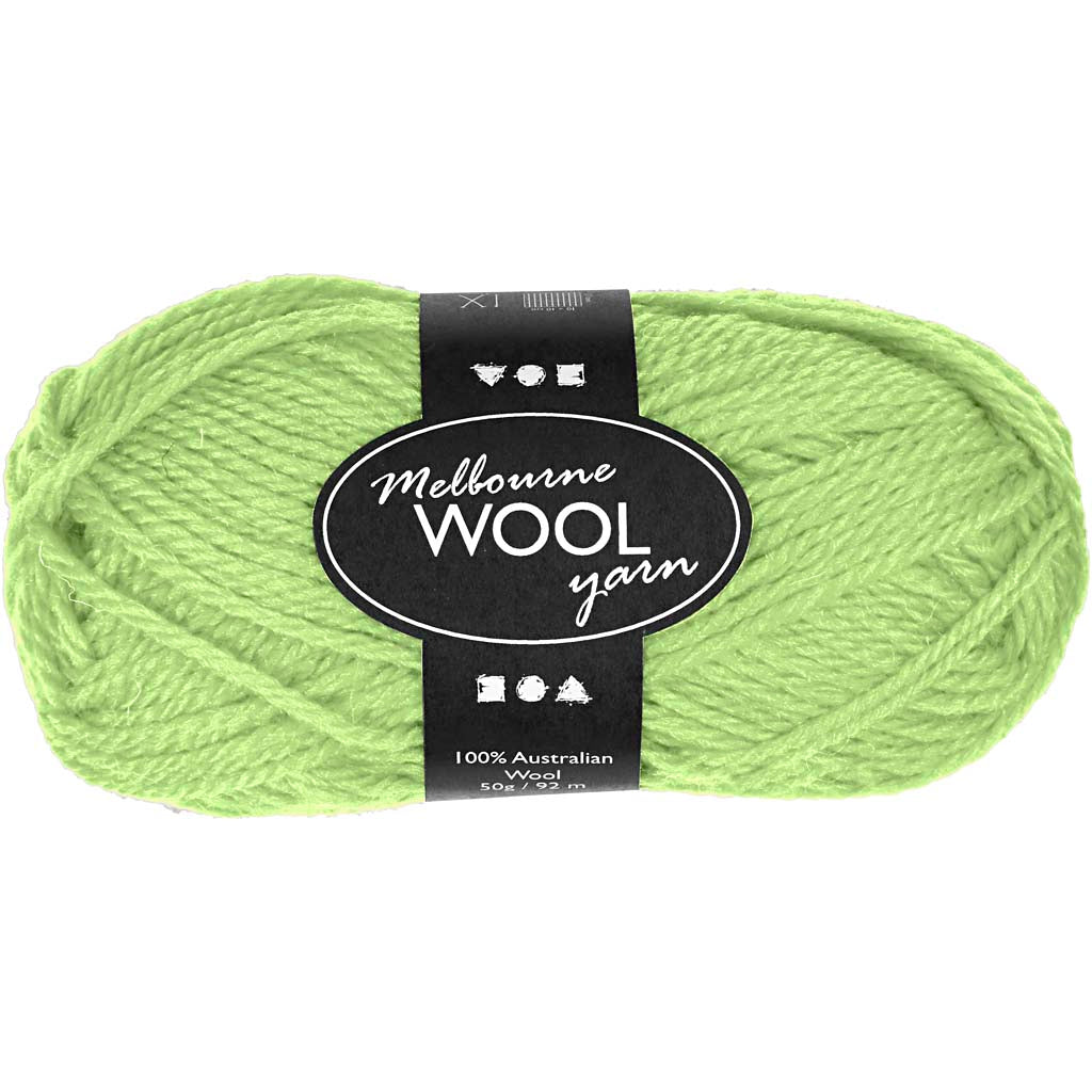 Creativ company melbourne wool yarn, l: 92 m, neon green, 50 g 1 ball