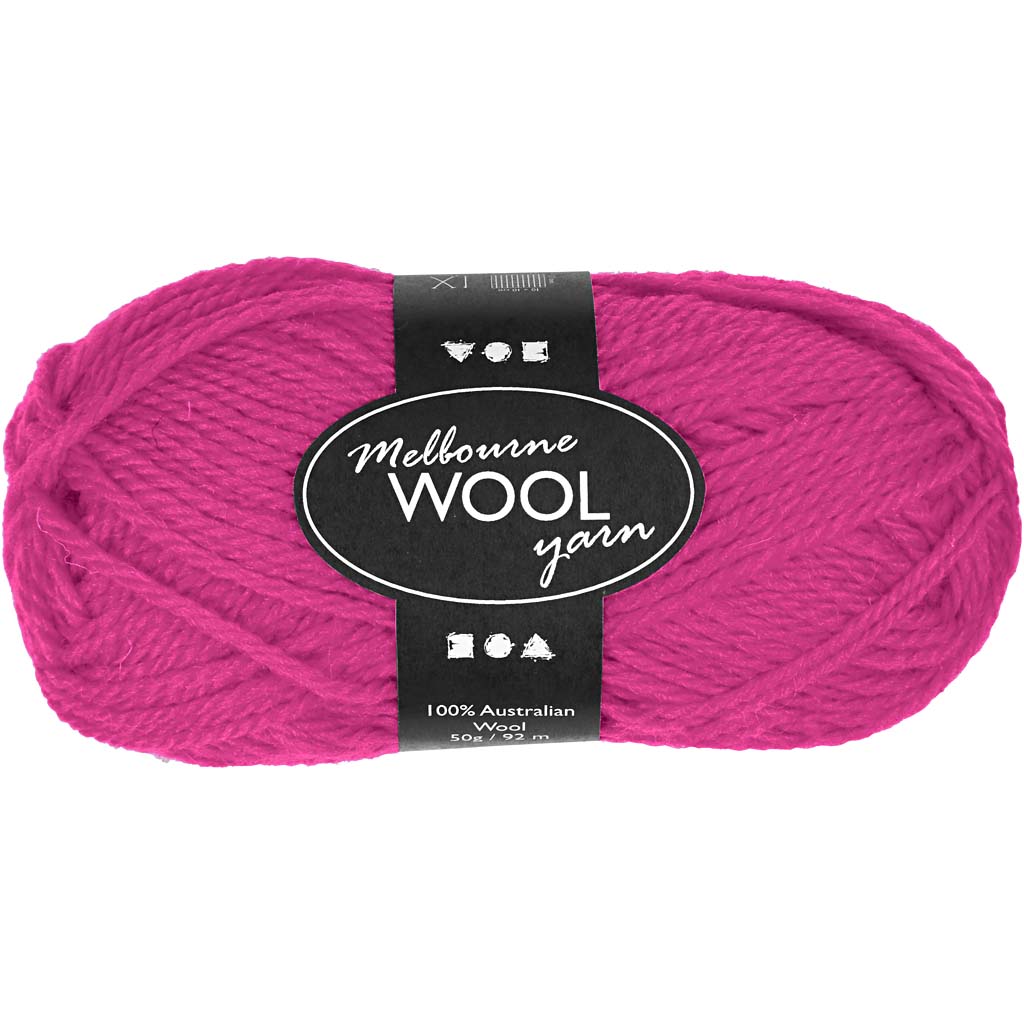 Creativ company melbourne wool yarn, l: 92 m, neon pink, 50 g 1 ball