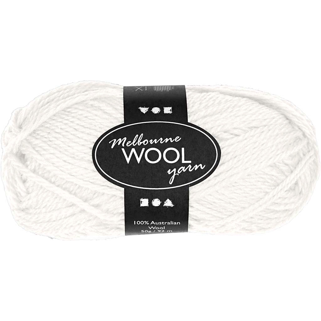 Creativ company melbourne wool yarn, l: 92 m, off-white, 50 gr 1 ball