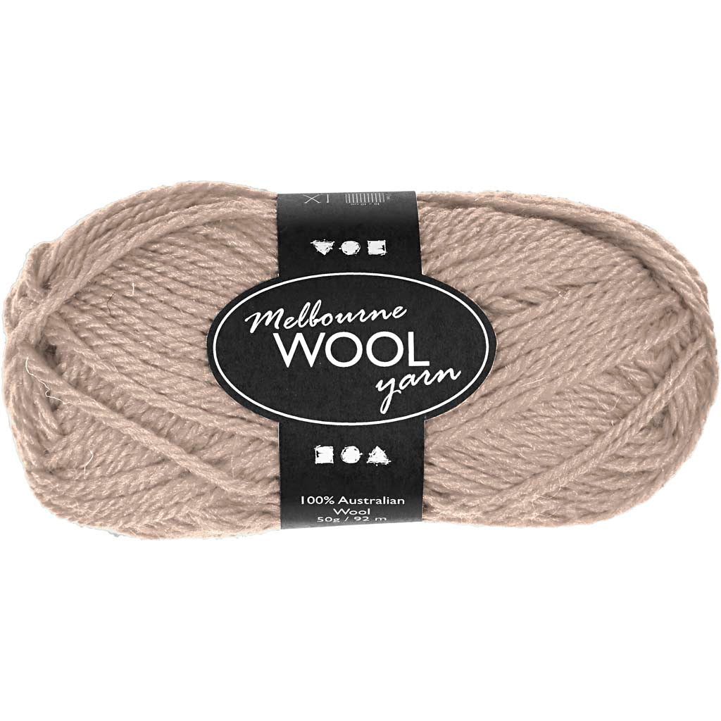 Creativ company melbourne wool yarn, l: 92 m, beige, 50 g 1 ball