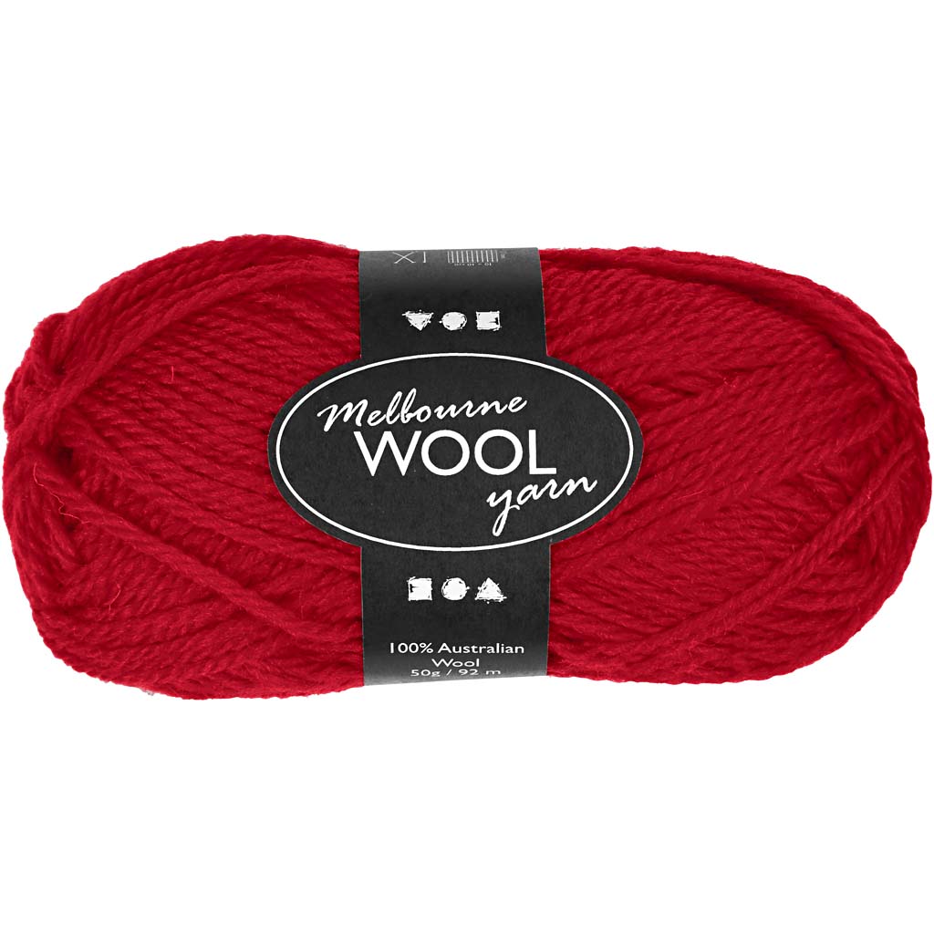 Creativ company melbourne wool yarn, l: 92 m, red, 50 g 1 ball