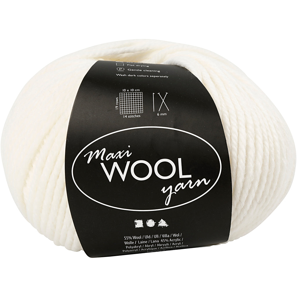 Creativ company wool yarn, l: 125 m, off-white, 100 gr 1 ball