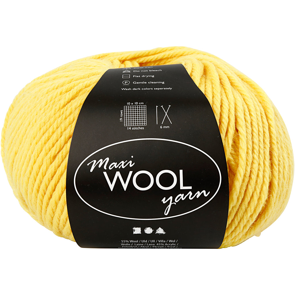 Creativ company wool yarn, length 125 m, yellow, 100 g, 1 ball