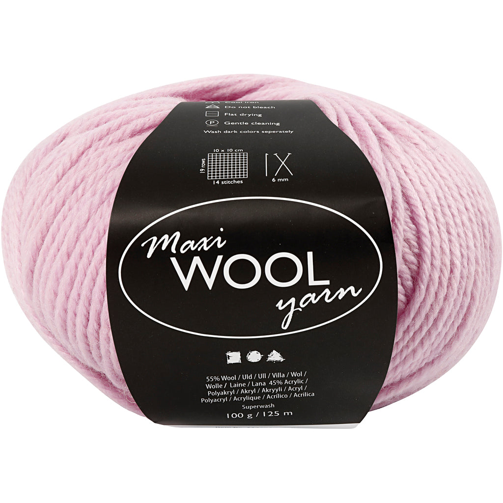 Creativ company wool yarn, length 125 m, soft pink, 100 g, 1 ball