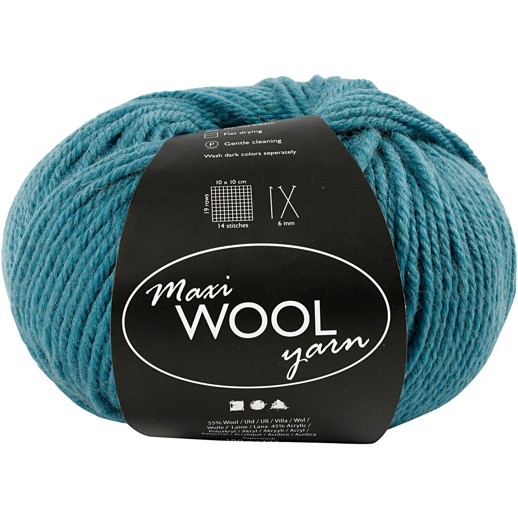 Creativ company wool yarn, l: 125 m, petrol, 100 gr 1 ball