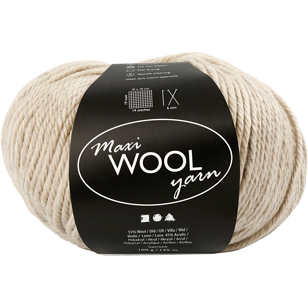 Creativ company wool yarn, length 125 m, sand color mix, 100 g 1 ball