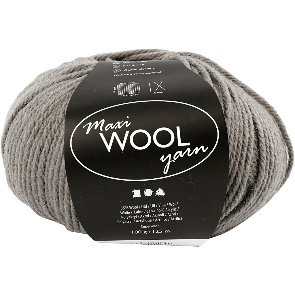 Creativ company wool yarn, length 125 m, gray, 100 g, 1 ball