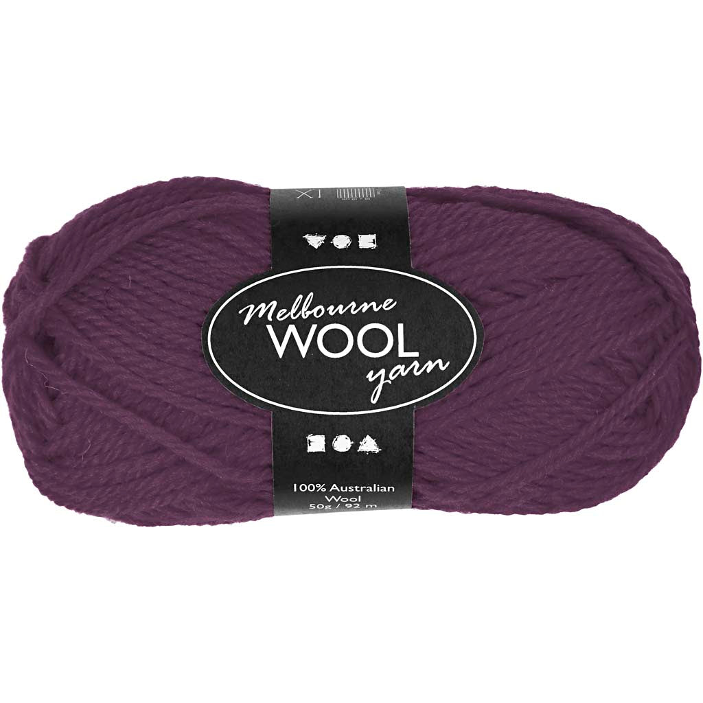Creativ company melbourne wool yarn, l: 92 m, purple, 50 g 1 ball