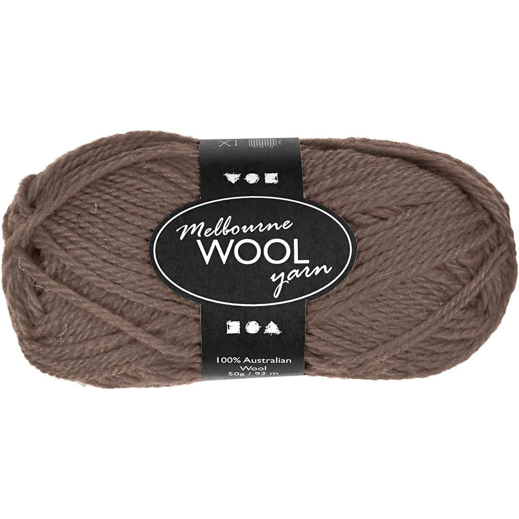Creativ Company Melbourne wool yarn, length 92 m, gray brown, 50 g, 1 ball