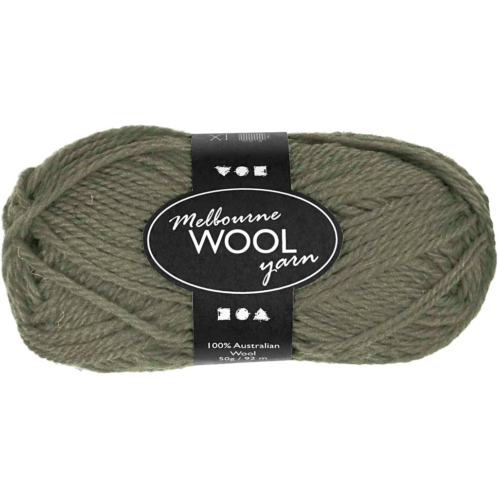 Creativ company melbourne wool yarn, l: 92 m, dark green, 50 g 1 ball