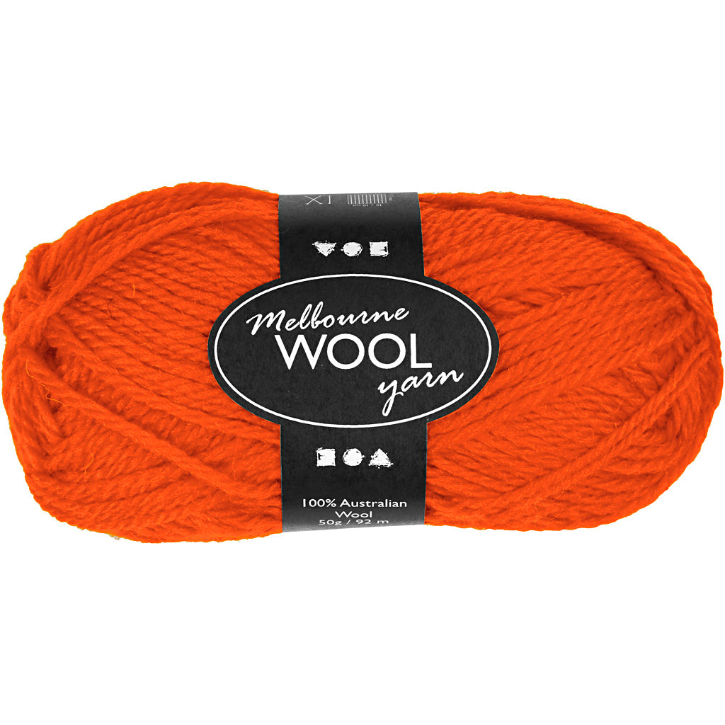 Creativ Company Melbourne wool yarn, length 92 m, orange, 50 g, 1 ball