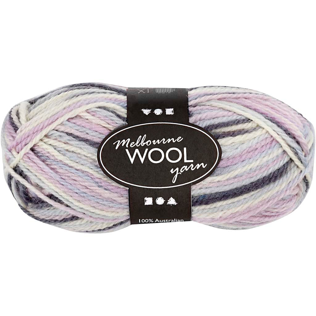 Creativ company melbourne wool yarn, l: 92 m, pastel purple, 50 g 1 ball