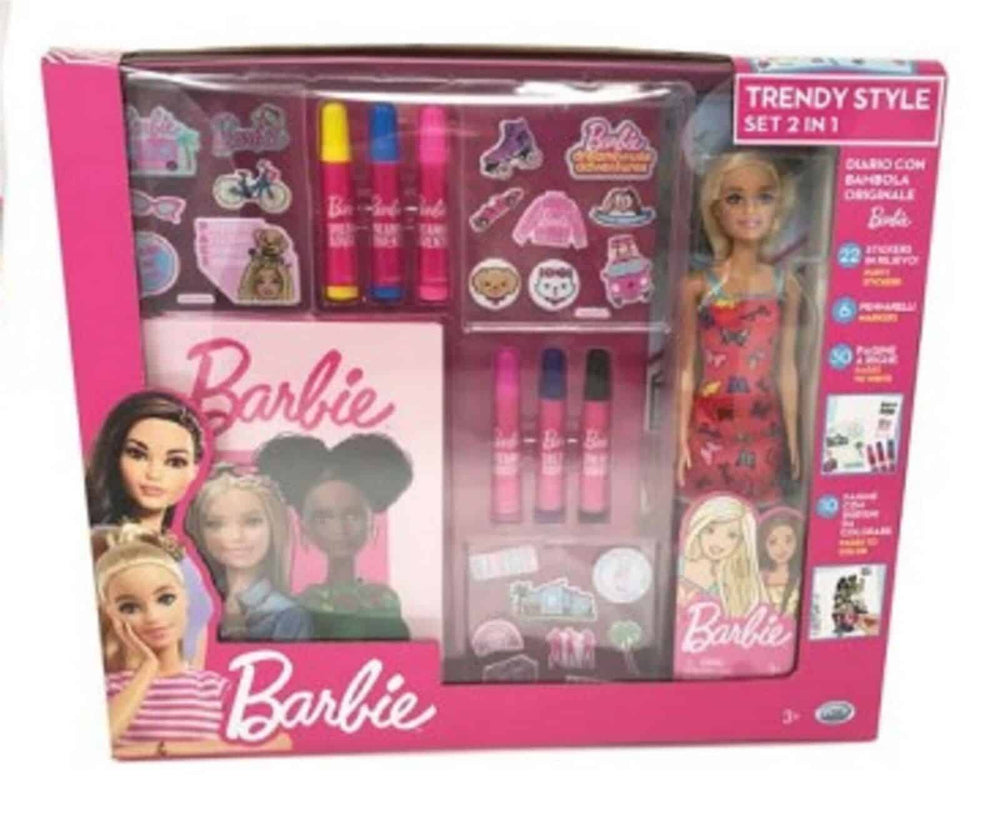 Mattel the barbie doll trendy style set with diary and markers