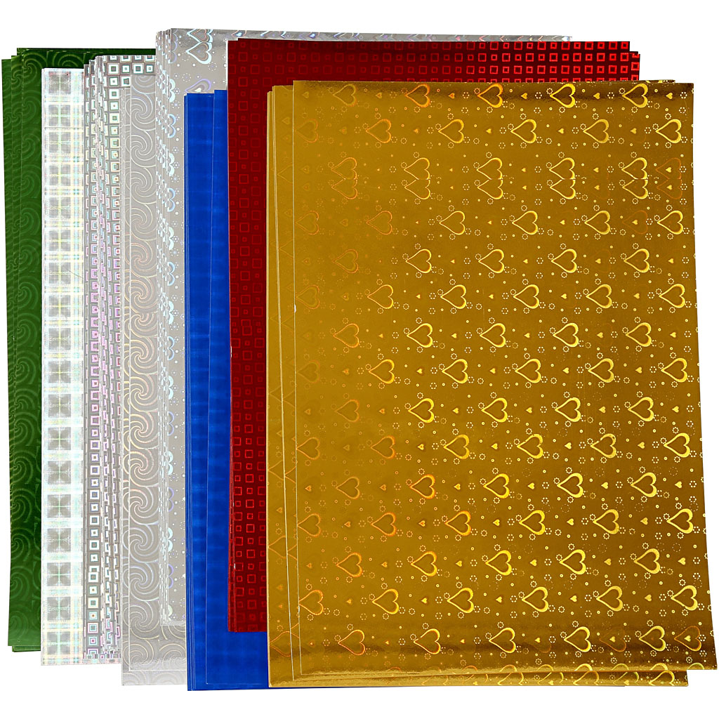 Creativ company holografisch papier, a4, vel 210x297 mm, 120 gr, 80 div vellen 1 doos