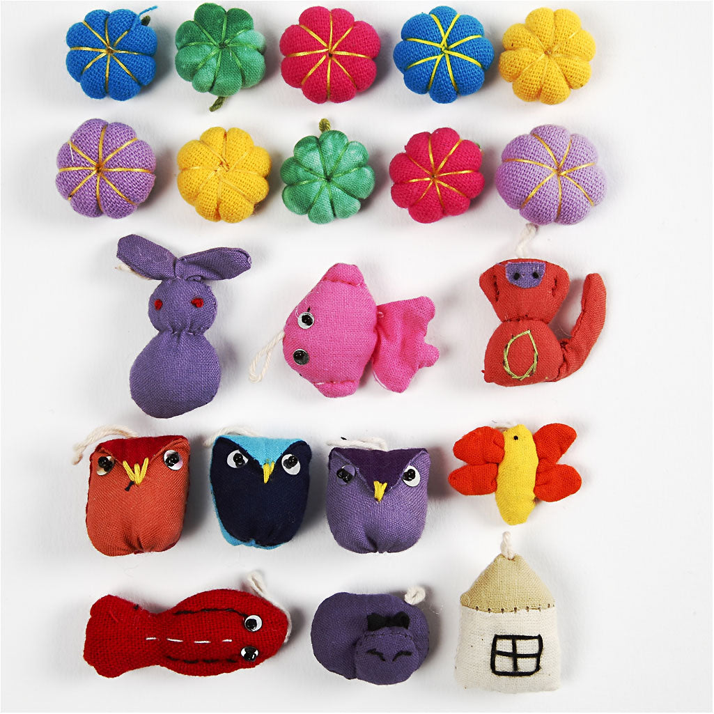 Creativ company mini fabric animals, size 20-35 mm, 40 pieces in a box