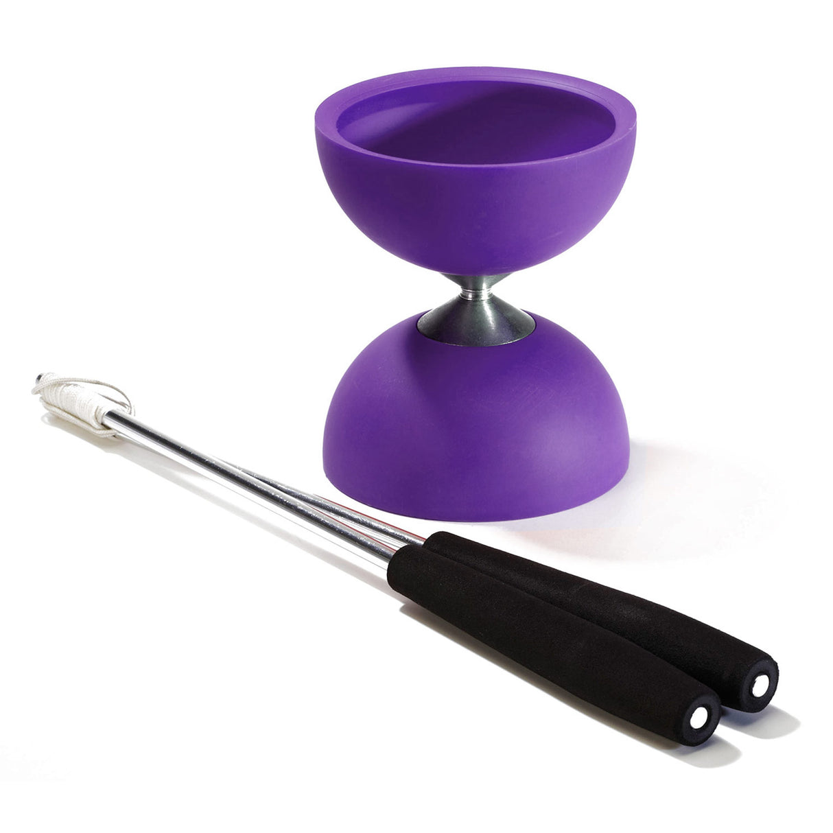 Eureka rubber diabolo with aluminum sticks - purple