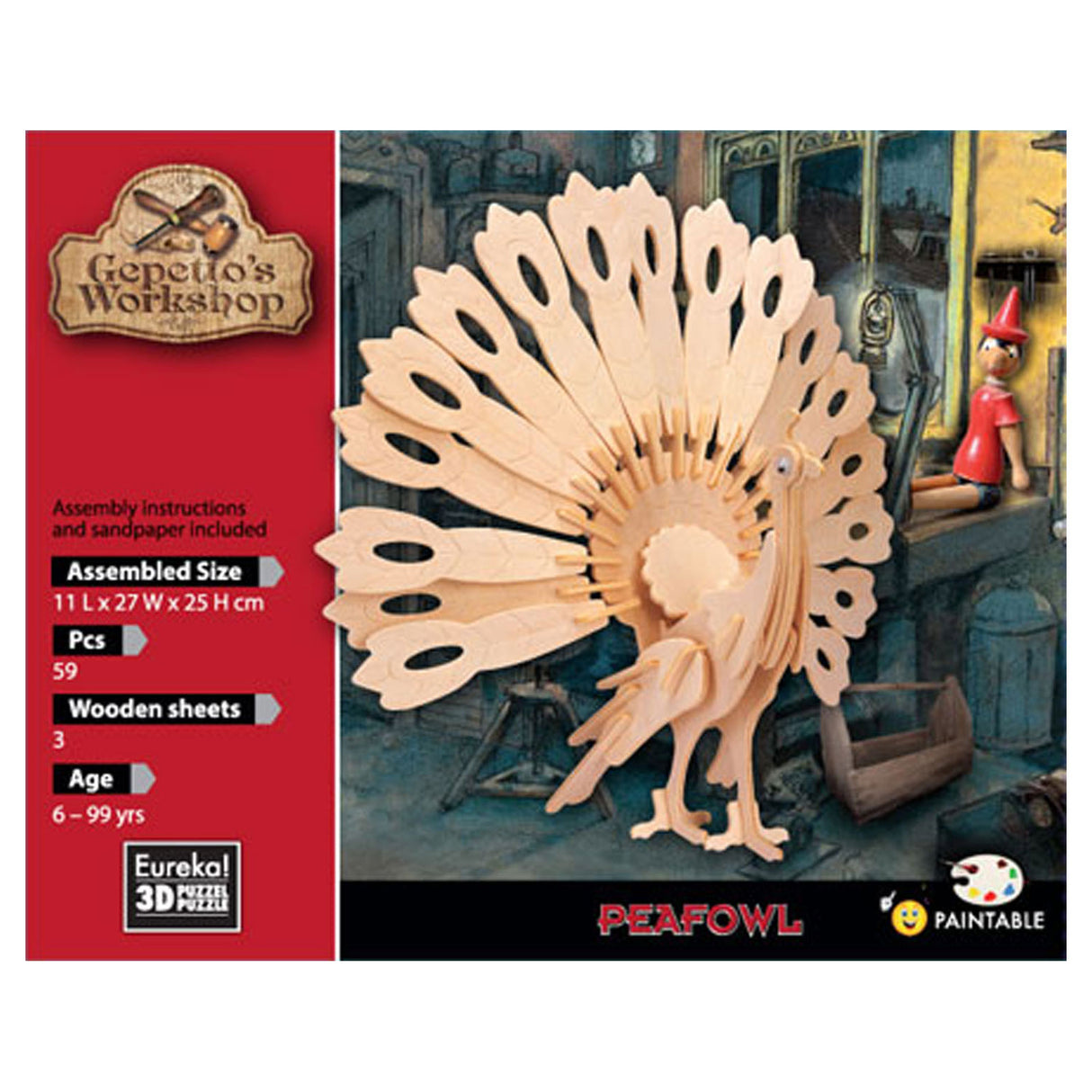 Gepetton työpaja puinen rakennuspaketti 3D - Peacock