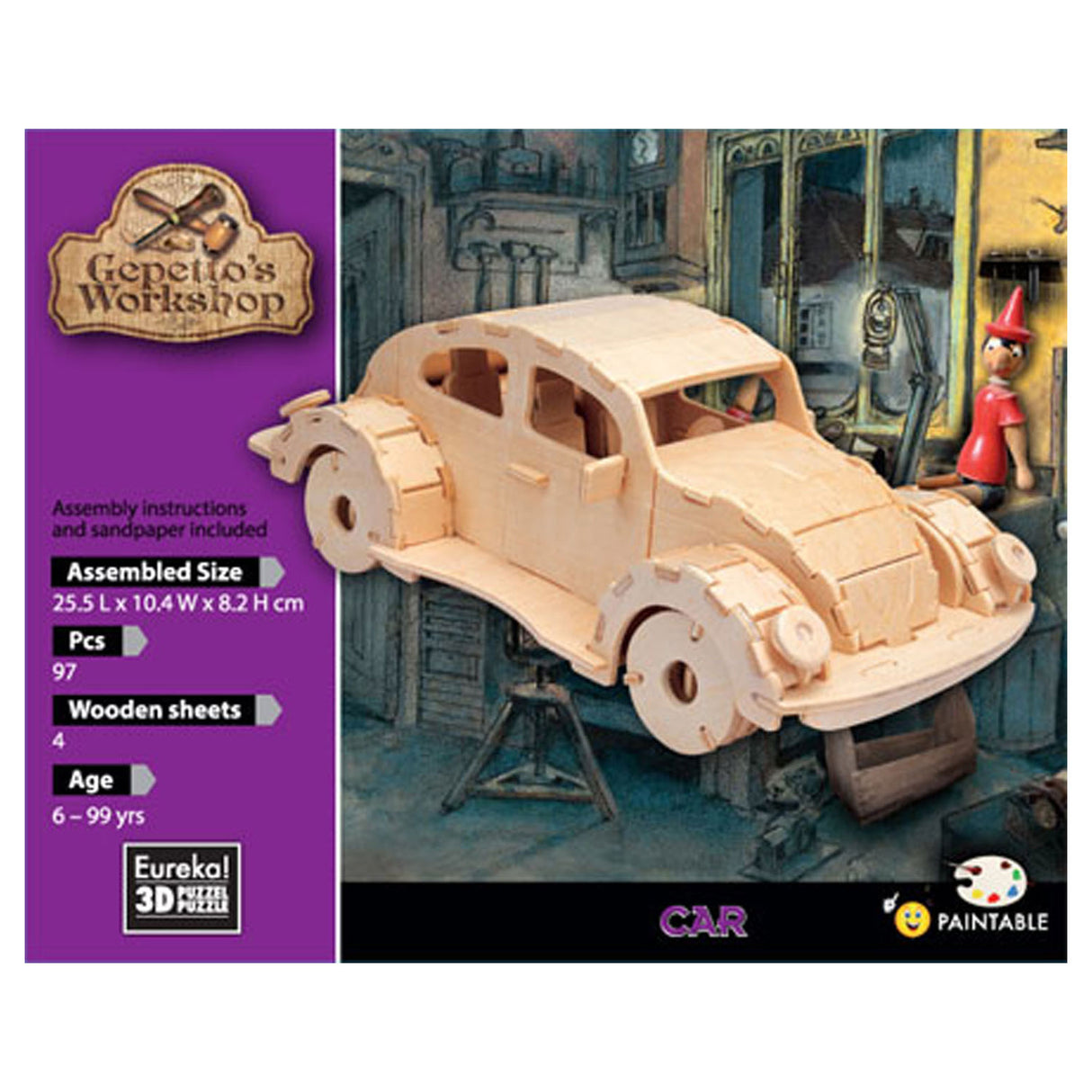 Kit de madeira 3D - carro de Workshop de Gecetto - Carro