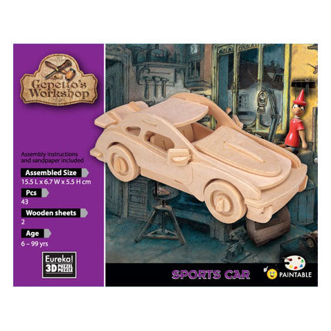 Officina di Gepetto Pacchetto di costruzioni in legno 3D - Auto sportiva