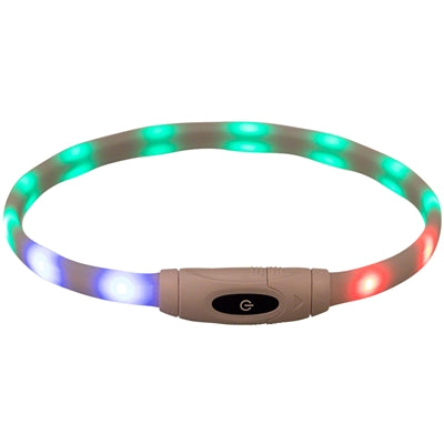 Trixie Light Up Dog Collar USB Silicone Rechargeable Multi-Colored