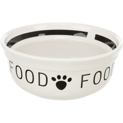 Trixie dog food bowl ceramic white black