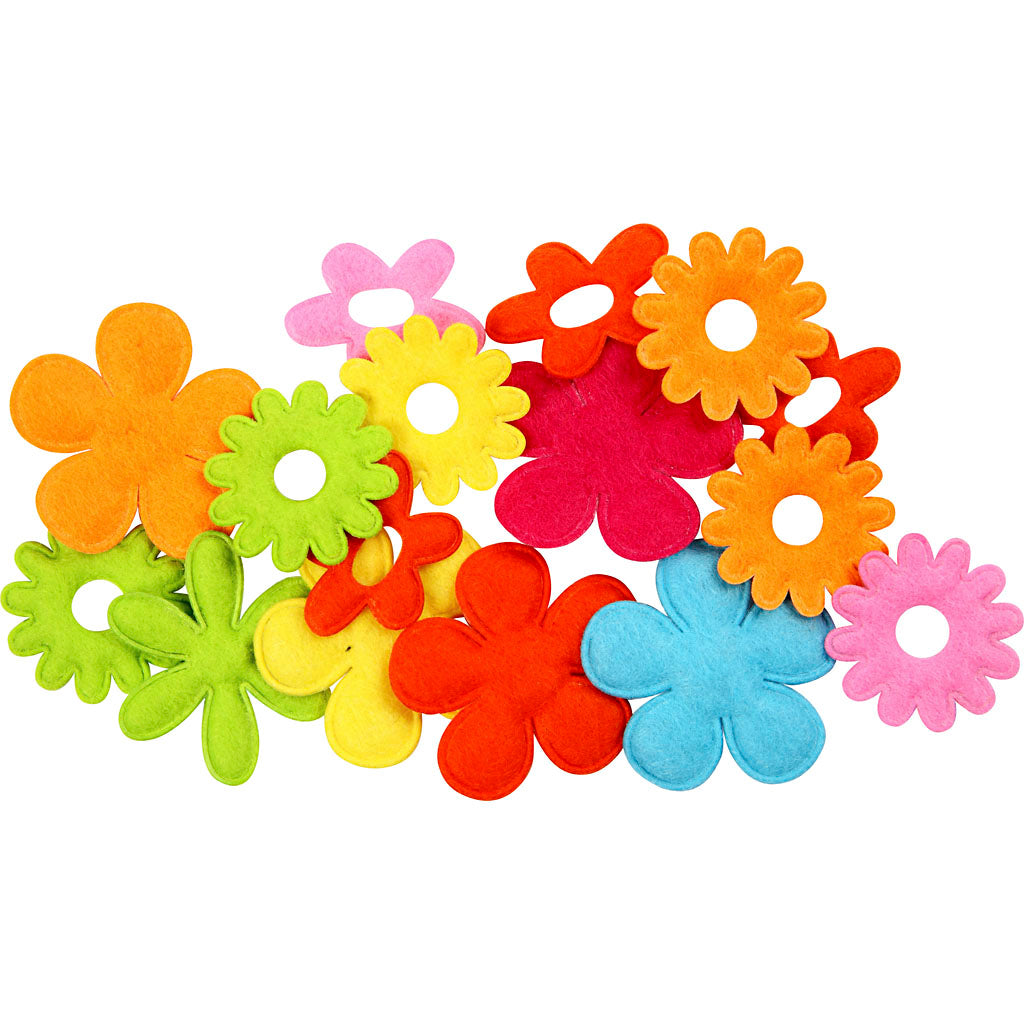 Creativ company felt flowers, size 35x45 mm, thickness 1.2 mm, 16 pieces in a box