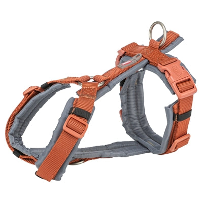 Trixie dog harness premium trekking rust brown graphite gray