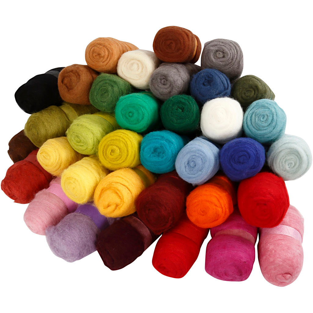 Creativ company carded wool, various colors, 35x100 gr 1 box
