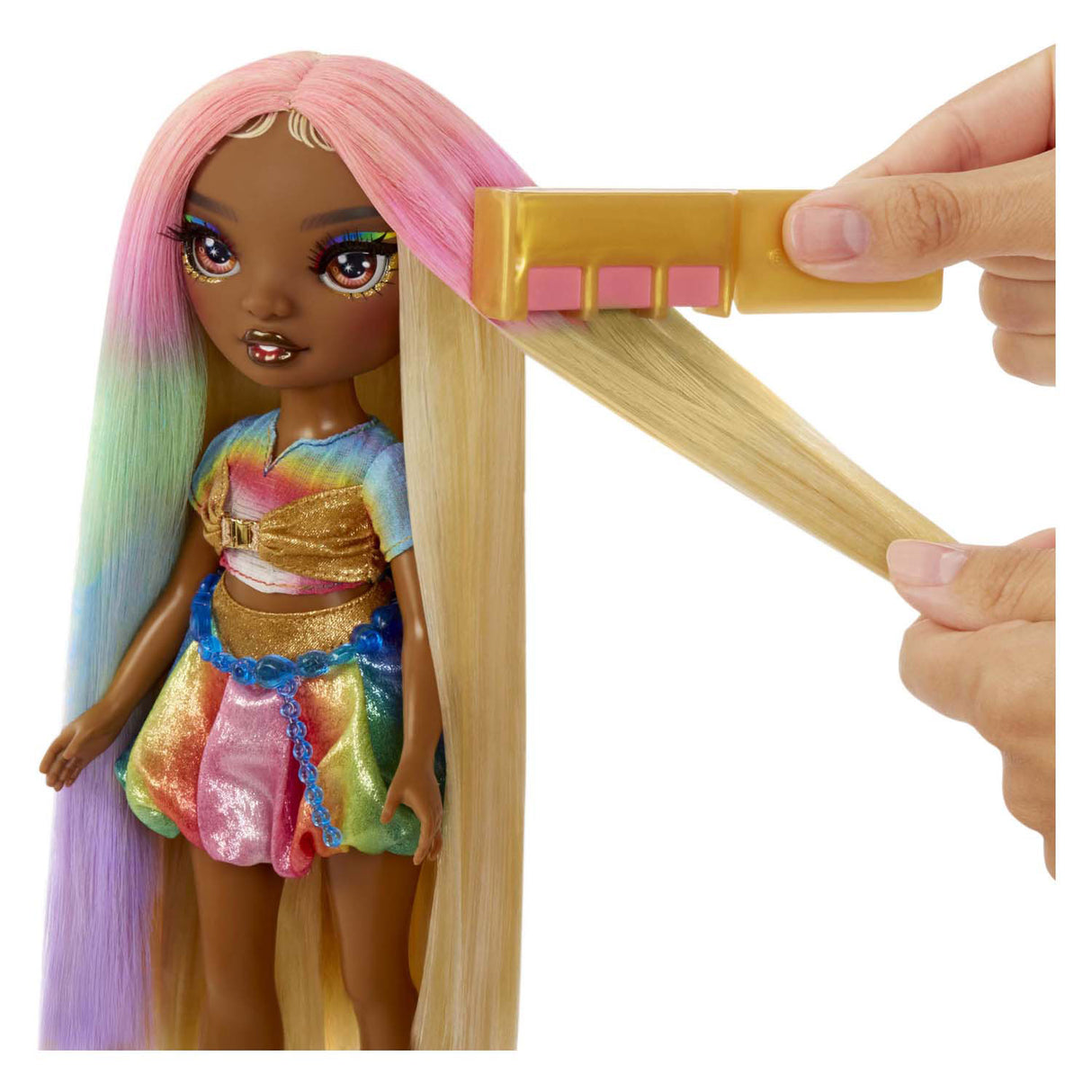 Mga entertainment poupée haute couture arc-en-ciel avec craie pour cheveux - meline gold