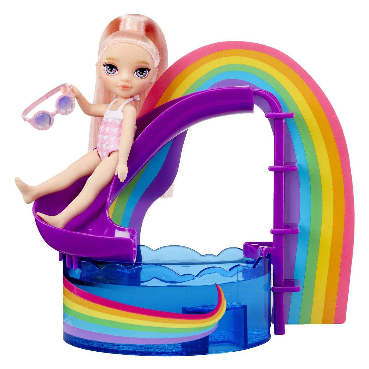 Mga underhållning regnbåge hög pop liten pool dag med blush play set