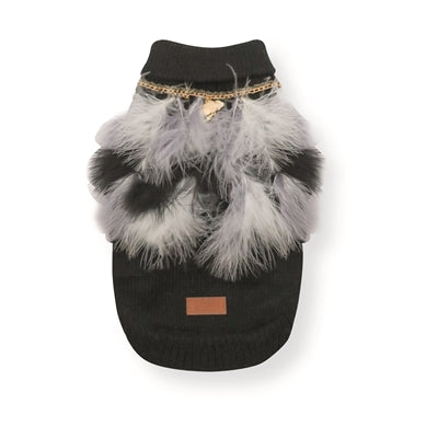 Maglia per cani Croci con piume bianche e nere