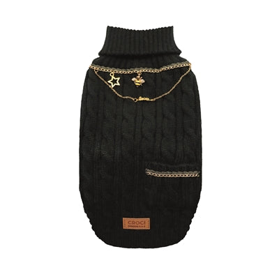Croci Hundepullover mit Kette goldfarben schwarz