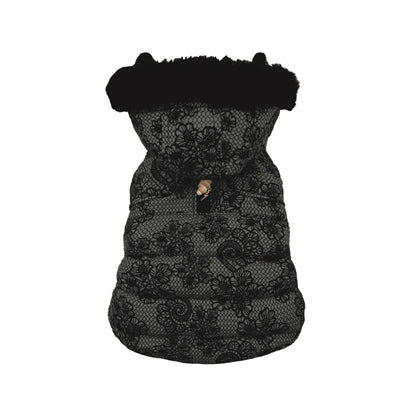 Croci dog coat lacy lined dark gray
