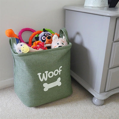 Rosewood canvas toy basket woof forest green