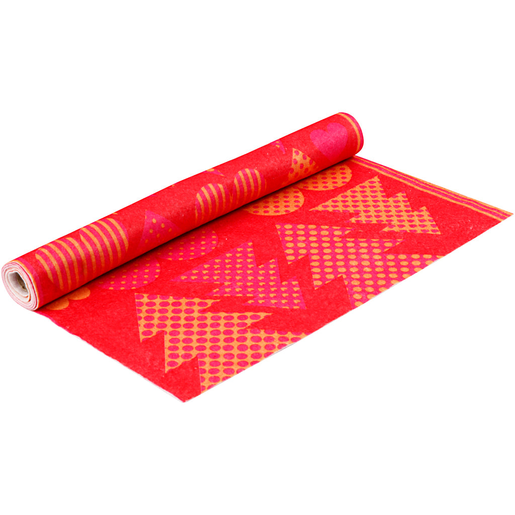 Creativ company felt with motifs, w: 45 cm, thickness 1.5 mm, 180-200 gr, orange, red, 1 m 1 roll