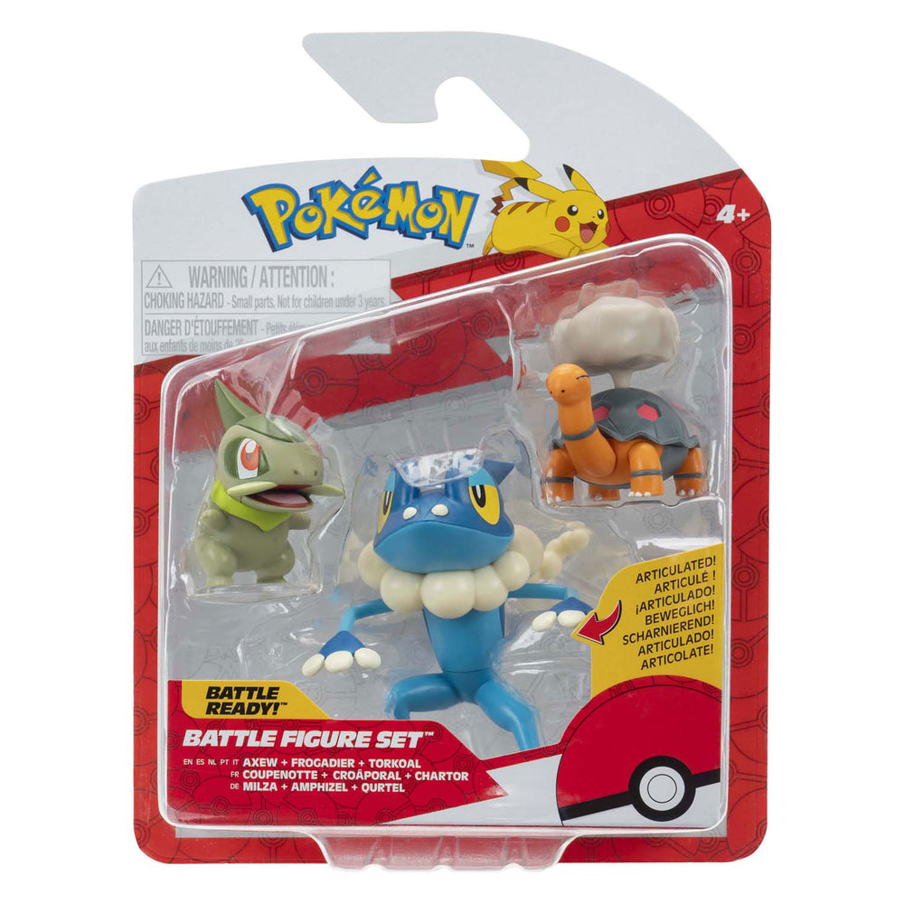 Jazwares Pokémon Battle Figure - Axew, Frogadier Torkoal