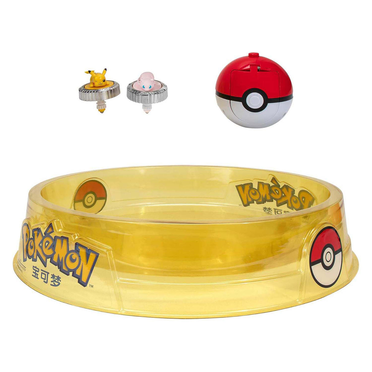 Jazwares pokémon battle spinners with stadium pikachu and mew playset