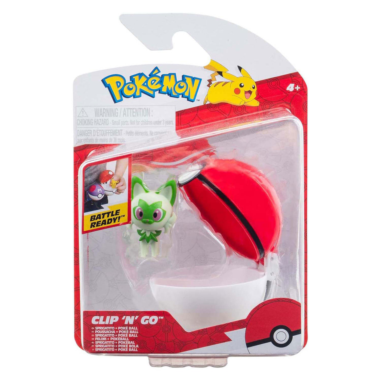 Jazwares pokémon - clip n go sprigatito repeat ball