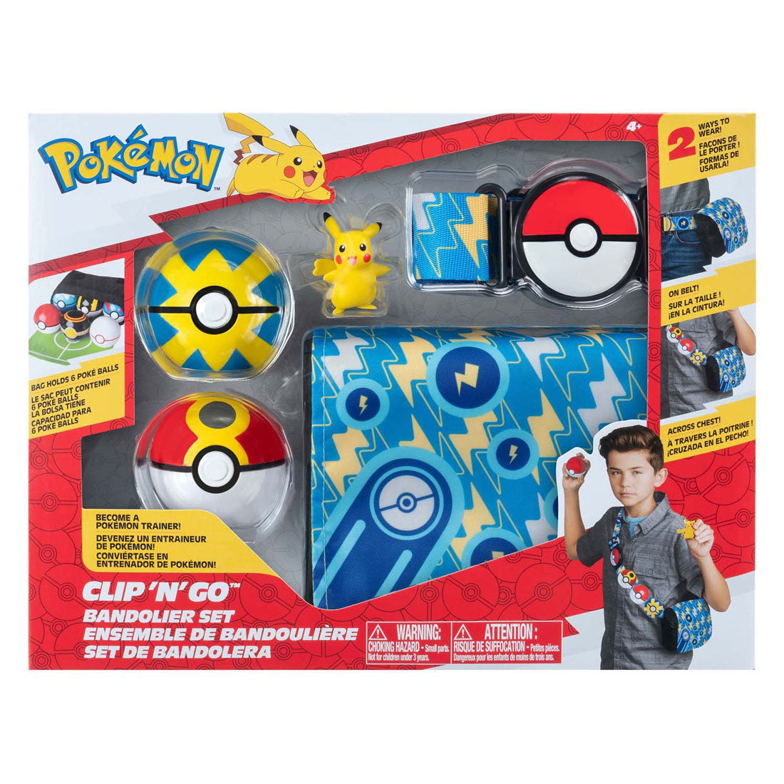 Jazwares pokémon bandolier set quick ball, repeat ball and pikachu belt bag