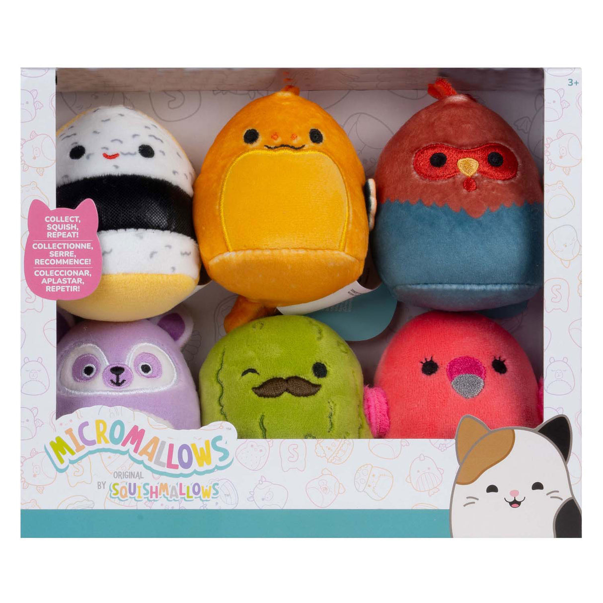 Squishmallows cuddly plush micromallows - charles, onel, mo, cookie, reed, layla, 6-pack