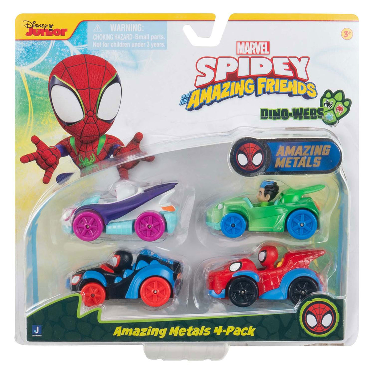 Jazwares spidey and friends - metaalvoertuig, 4dlg.