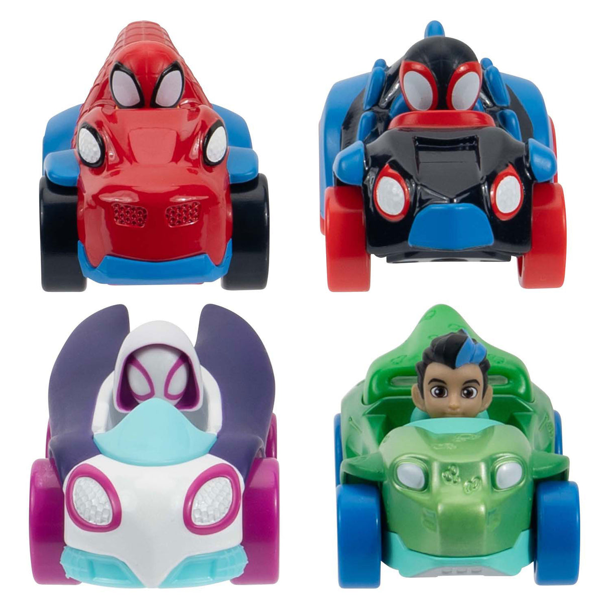 Jazwares spidey and friends - kovová vozidla, 4 ks.