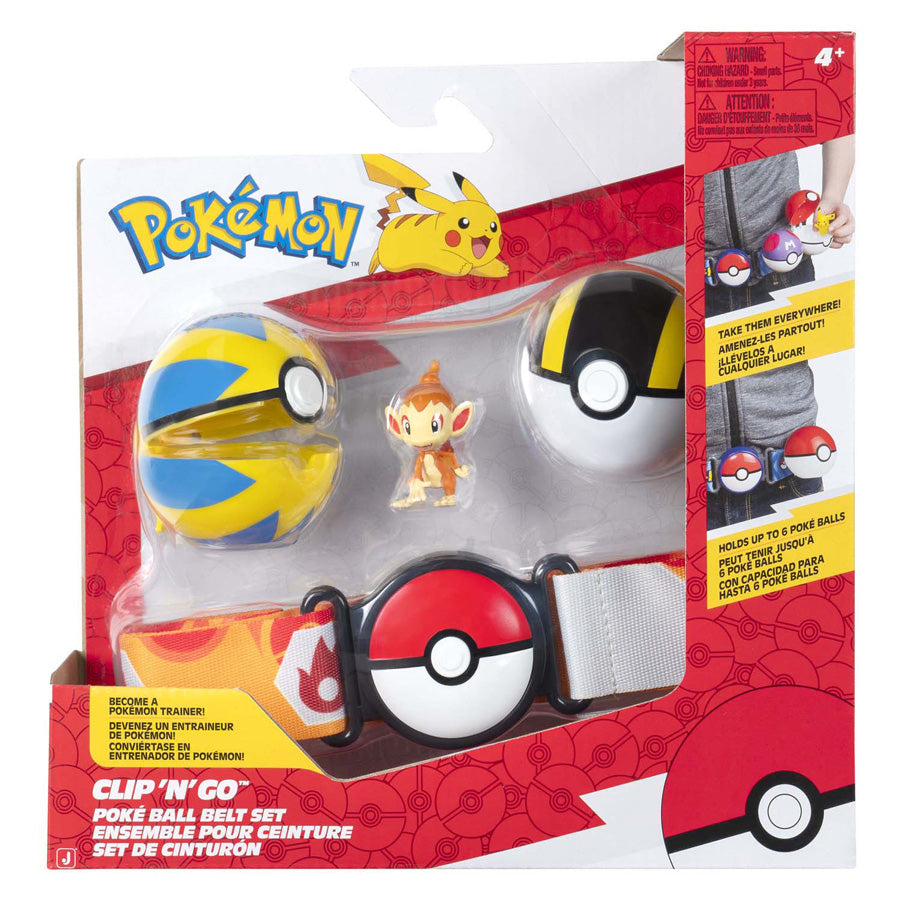Jazwares Pokémon Clip 'n' Go mit Riemen-Spielset Chimchar Quick Ball