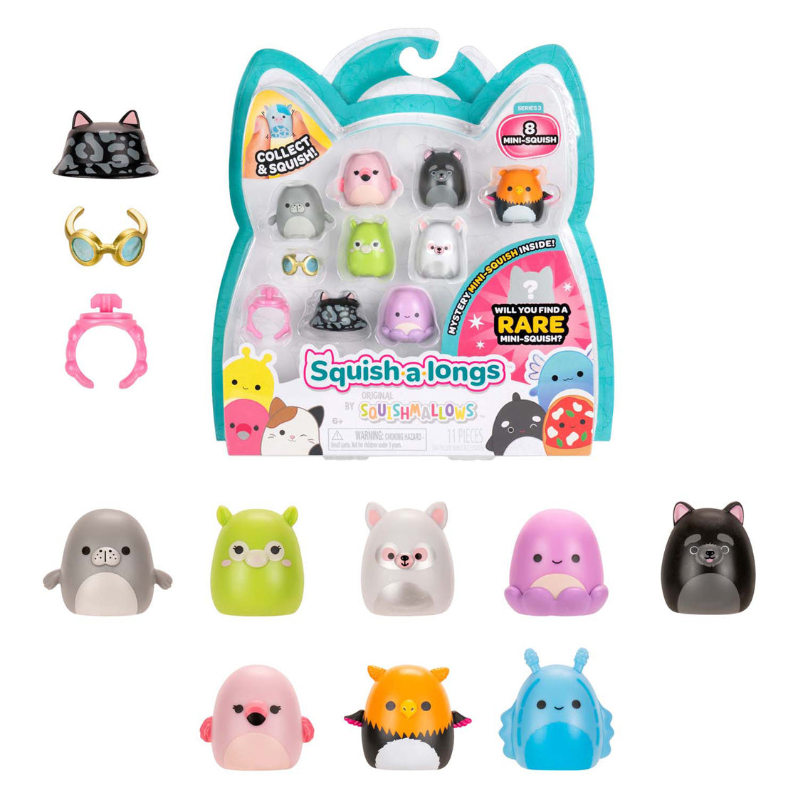 Jazwares squishmallows - squish-a-longs speelfiguren style 3 - 8dlg.